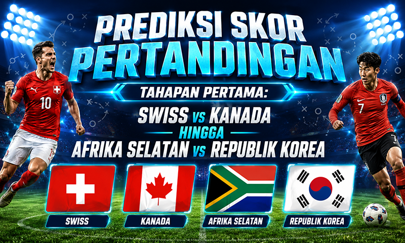 Prediksi Skor Pertandingan Tahapan Pertama: Swiss vs Kanada hingga Afrika Selatan vs Republik Korea